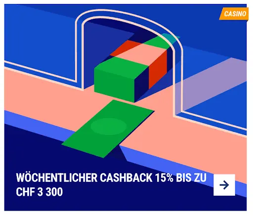 Wöchentlicher Cashback Bonus 15% bis zu CHF 3 300 im Tikitaka Casino