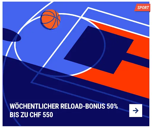 Basketball Reload-Bonus – 50% wöchentlicher Bonus bis zu CHF 550